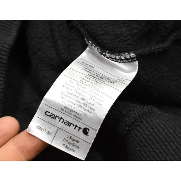 Carhartt Men's Regular Size S Hoodie Black Sweatshirt w/Stain on Front 100615 00 - Picture 2 of 8